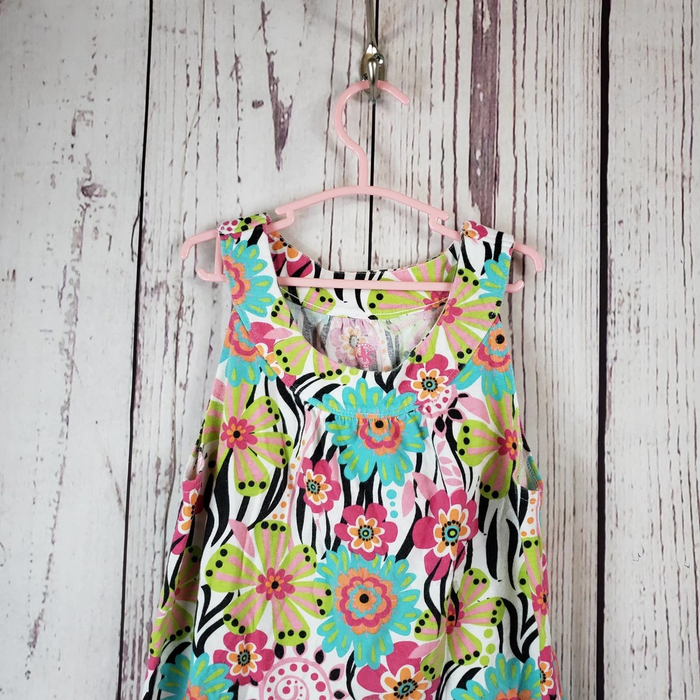 J. Khaki Dress Girls Size Medium Pullover Sleeveless A Line Cotton Multicolor